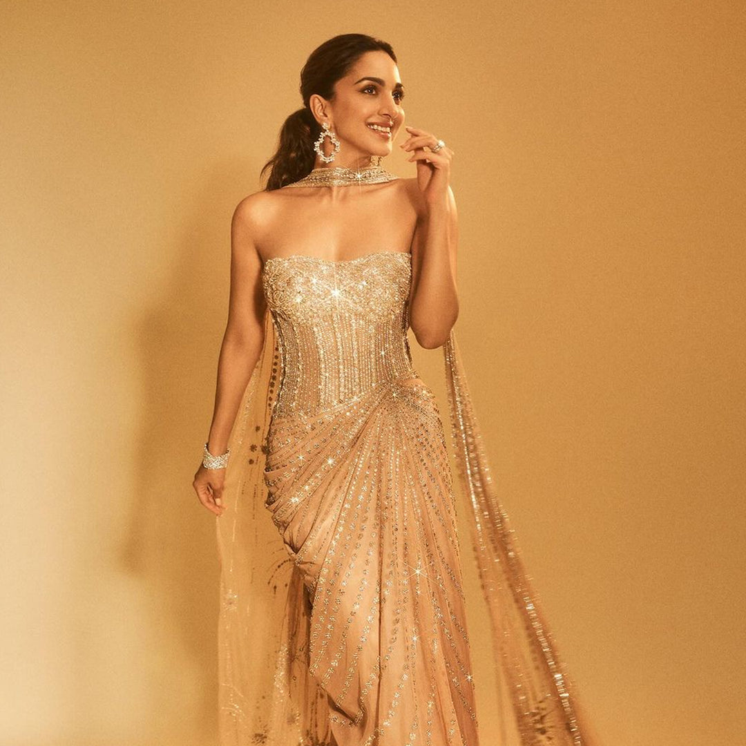 Kiara Advani Glimmers And Shines In A Glitzy Saree Gown At The Recently Concluded Ambani Wedding