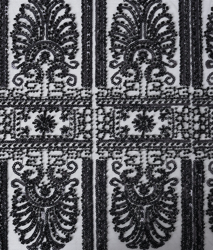 Net Heavy Embroidered Geometric Fabric