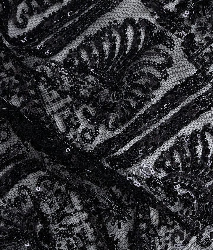 Net Heavy Embroidered Geometric Fabric