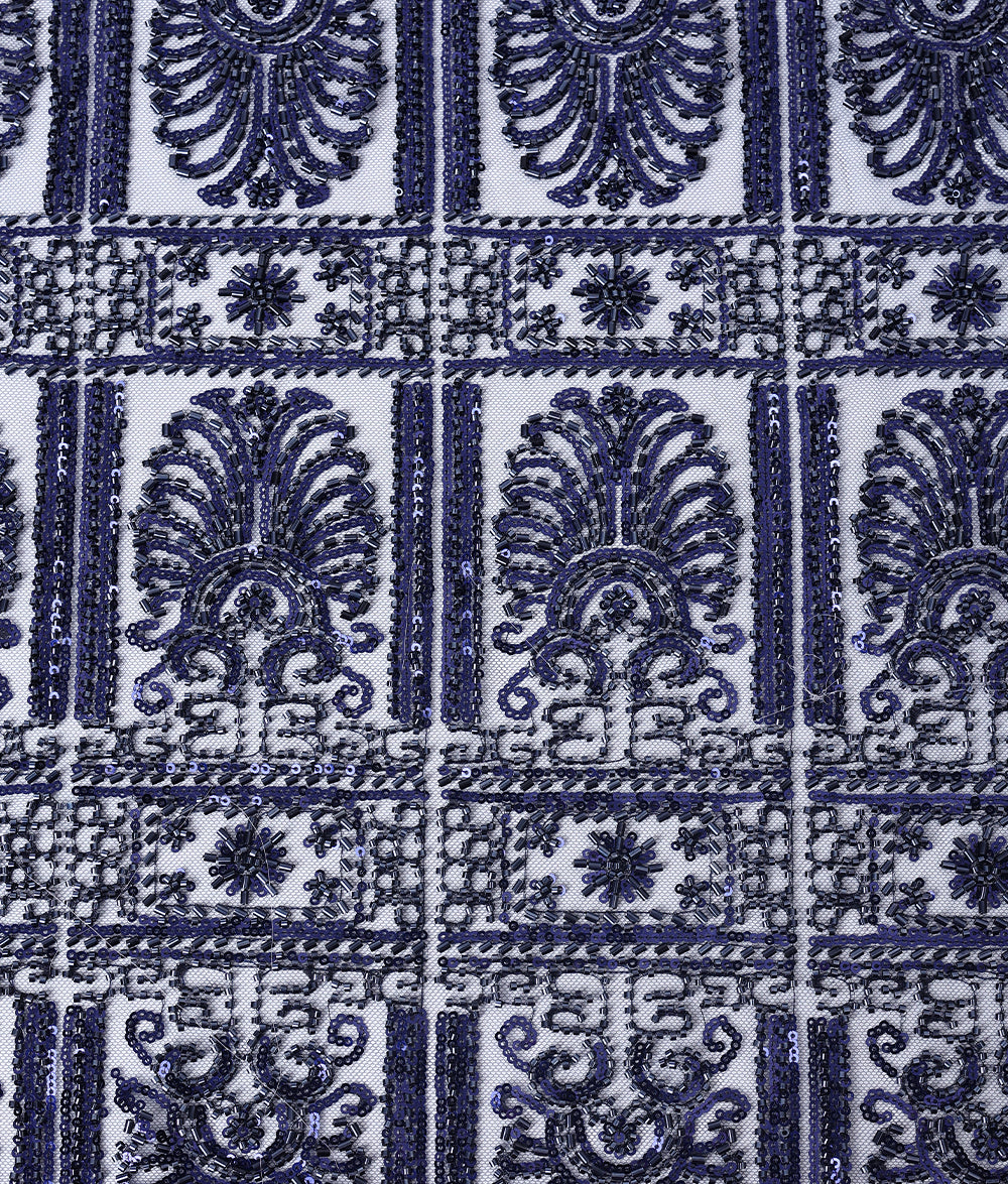 Net Heavy Embroidered Geometric Fabric
