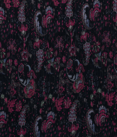 Ela CR10 Printed Georgette Pleated Knits Fabric