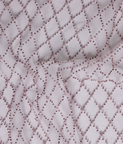 Pink Net Paired with Embroidery fabric