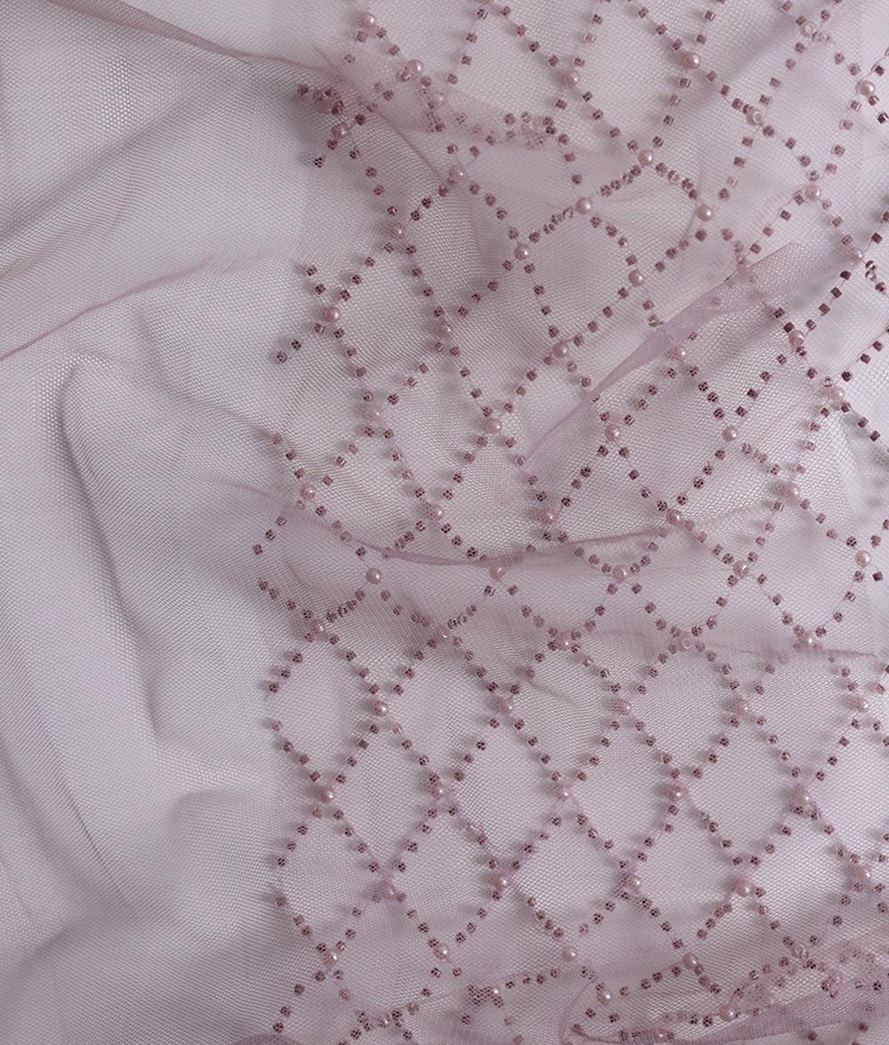 PINK NET PAIRED WITH EMBROIDERY FABRIC