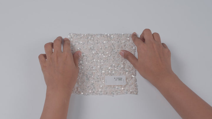 Net Thread-Web Interlinked Pearl Bead and Sequin Embroidery Fabric