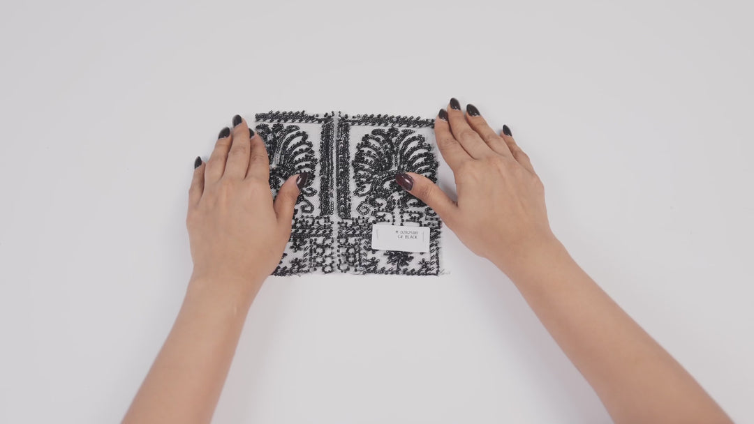 Net Heavy Embroidered Geometric Fabric